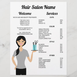 Dibujo de mujer peluquera linda Menú de salón de b