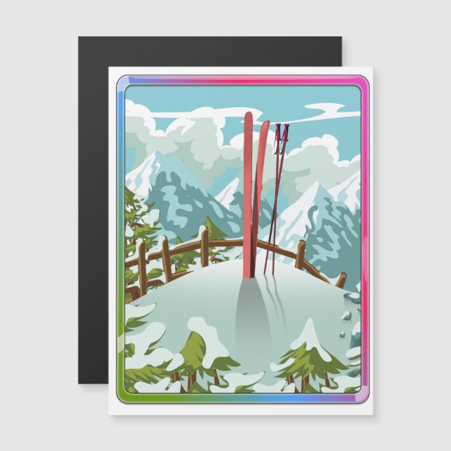 Dibujo de paisaje de esquí (Anverso/Reverso)