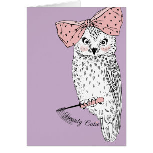 Dibujo de pájaro de búho blanco bonito