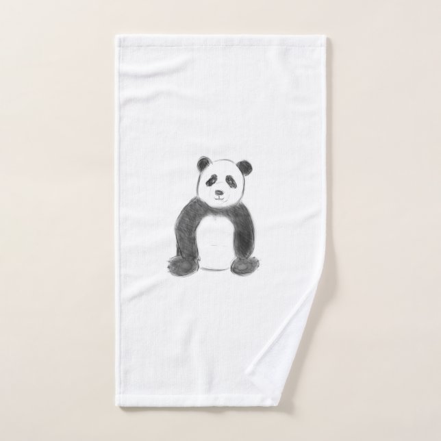 Dibujo de panda blanco y negro lindo (Toalla de mano)