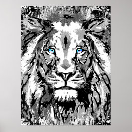 Dibujo de retrato de león gris - impresión de Post
