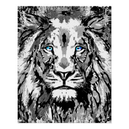 Dibujo de retrato de león gris - impresión de Post