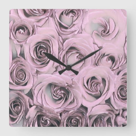 Dibujo de rosas rosadas Reloj de pared acrílico