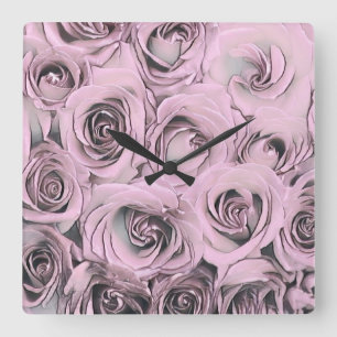 Dibujo de rosas rosadas Reloj de pared acrílico