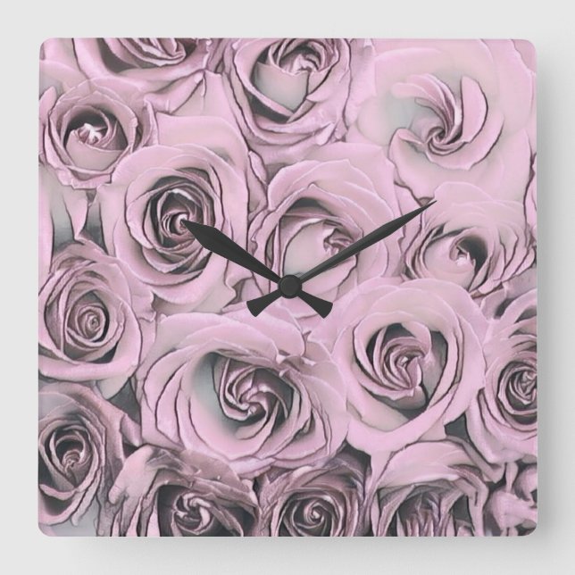 Dibujo de rosas rosadas Reloj de pared acrílico (Anverso)