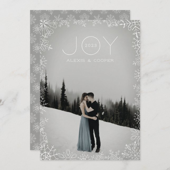 Dibujo de Snowflake Marco Tarjeta blanca de vacaci (Anverso / Reverso)