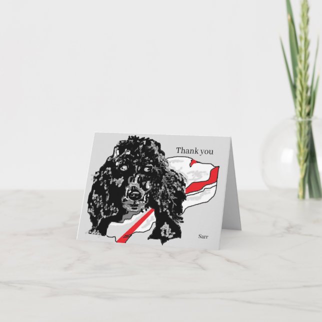 Dibujo de tarjeta de agradecimiento doblado de un  (Anverso)