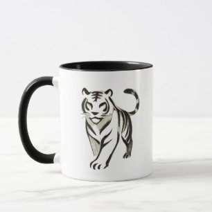 Dibujo de tigre andando - Diseño de taza de tinta