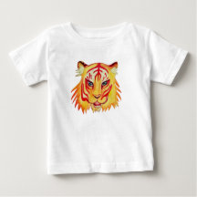 Dibujo de tigre de camiseta de Baby Fine Jersey