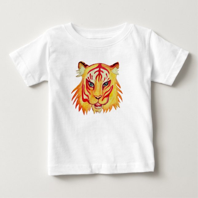 Dibujo de tigre de camiseta de Baby Fine Jersey (Anverso)