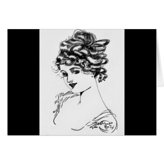 Dibujo de tinta Art Nouveau de 1917 (Anverso (Horizontal))