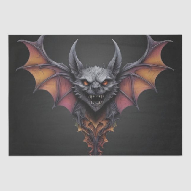 Dibujo de tinta de murciélago asustado, papel de t (Anverso)