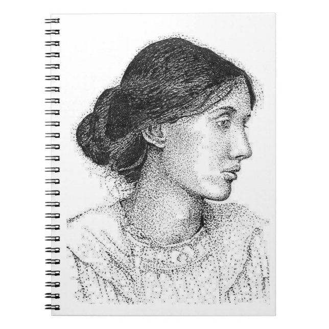 Dibujo de tinta de Virginia Woolf ... CUADERNO DE  (Frente)