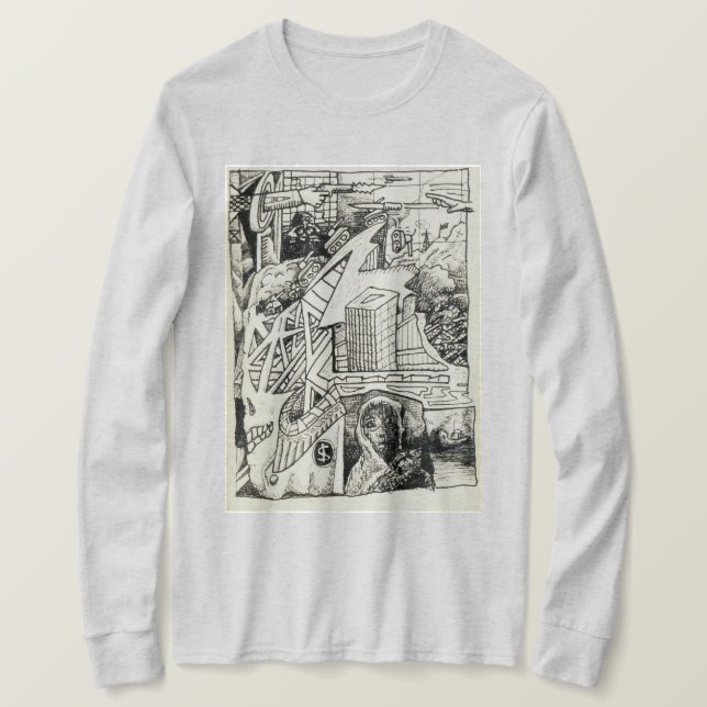 Dibujo de tinta "Modern Warfare": camiseta básica (Anverso del diseño)