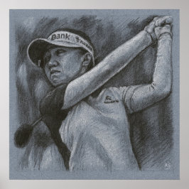 Dibujo de una mujer golfista - Impresión de arte d