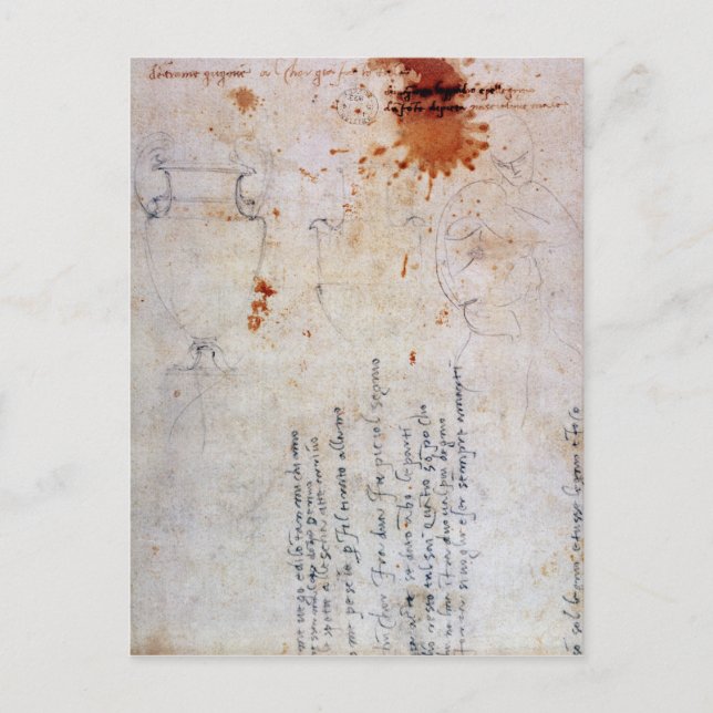 Dibujo de una Urn y una figura con notas (Anverso)