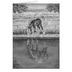 Dibujo del caballo de la yegua y del potro por el
