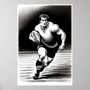 Dibujo del jugador de rugby - Imprimir arte