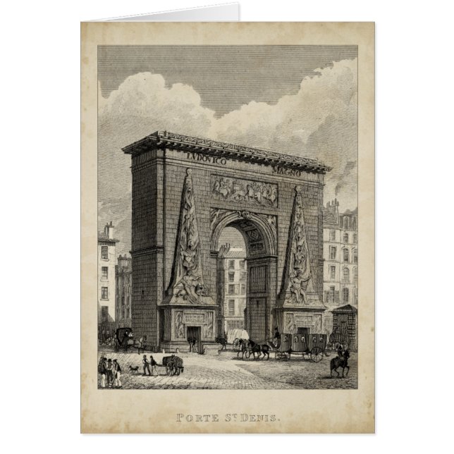 Dibujo del monumento de Porte Saint-Denis (Frente)