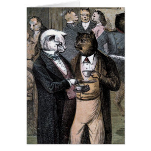 Dibujo del vintage: Los gatos Teaparty