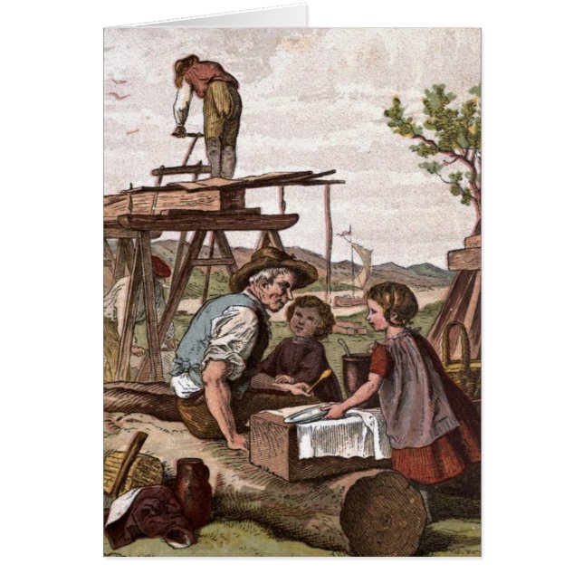 Dibujo del vintage: Trabajadores de construcción (Frente)