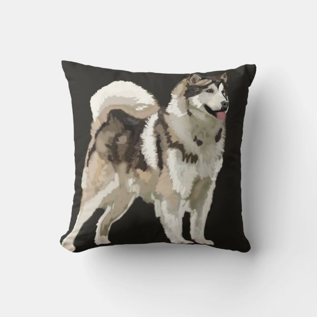 Dibujo digital Husky sobre el cojín (Anverso)