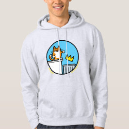 Dibujo divertido de gato sin reyes en una sudadera