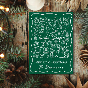 Dibujo Divertido Verde Blanco Plegado Foto Navidad
