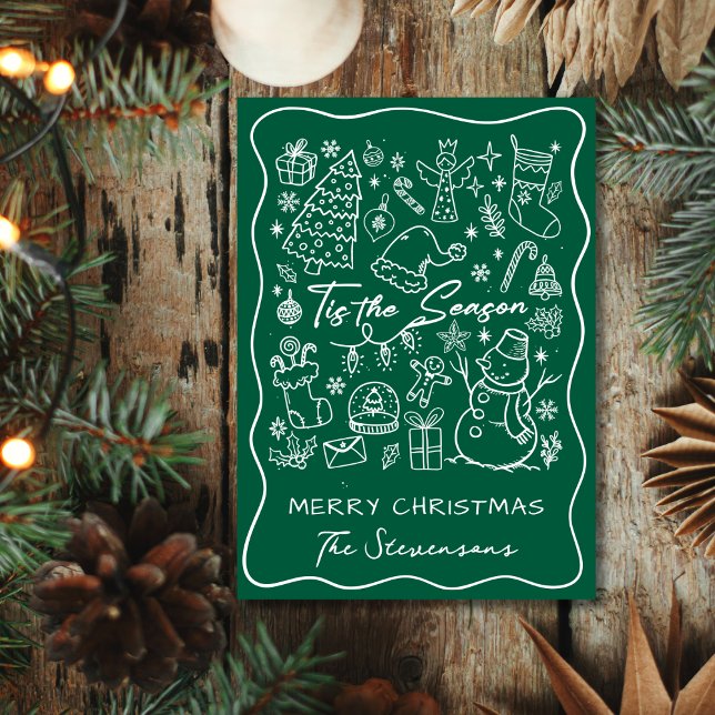 Dibujo Divertido Verde Blanco Plegado Foto Navidad (Subido por el creador)