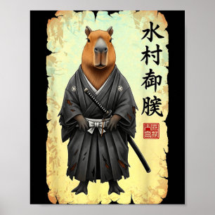 Dibujo divertido vintage de arte japonés de capiba