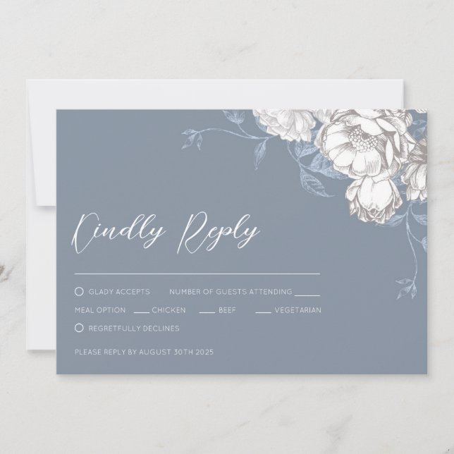 Dibujo floral blanco y gris azul vintage (Anverso)