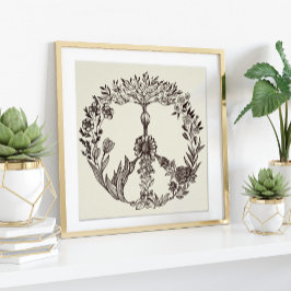 Dibujo floral de paz arte de flores de boho hippie