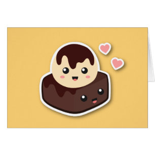 Dibujo kawaii de helado de vainilla y brownie