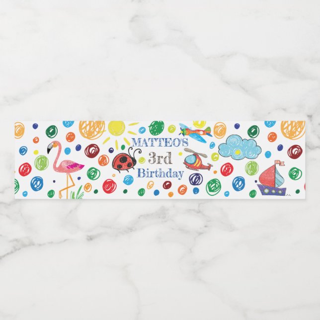 Dibujo manual de etiqueta de agua (Etiqueta única)