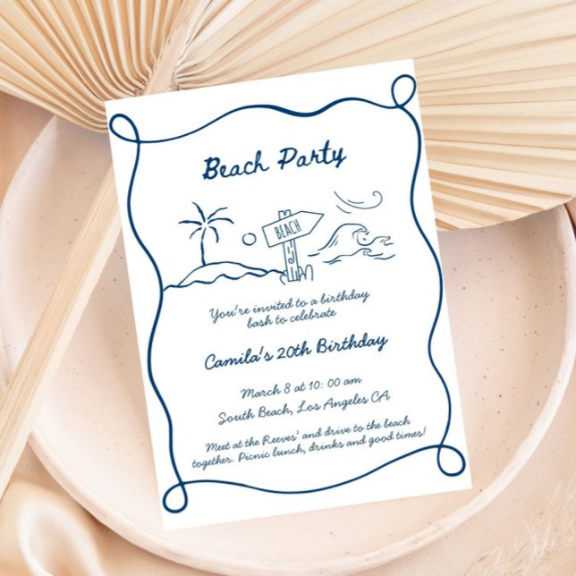 Dibujo manual de la fiesta de la playa Invitación  (Subido por el creador)