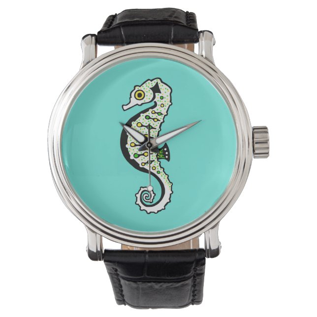 Dibujo manual - SEAHORSE - Naturaleza - Reloj Aqua (Anverso)