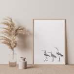 Dibujo Minimalista de arte de aves en blanco y neg<br><div class="desc">Dibujo moderno de líneas minimalistas de un trío de aves en blanco y negro.</div>