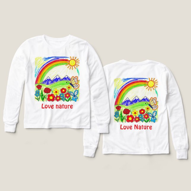 Dibujo natural colorido para los amantes de la nat (Diseño frontal y trasero)