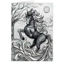 Dibujo negro y blanco del unicornio negro de los