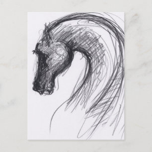 Dibujo Original Caballo Año Zodiac Postal 1