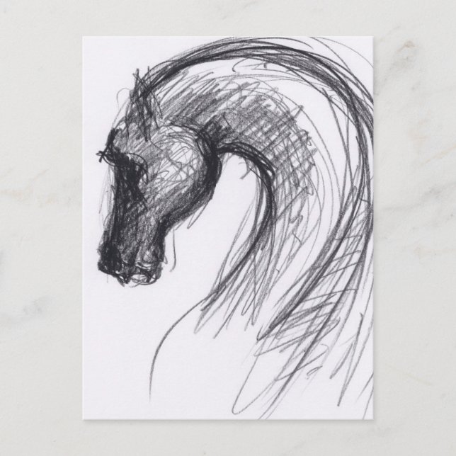 Dibujo Original Caballo Año Zodiac Postal 1 (Anverso)