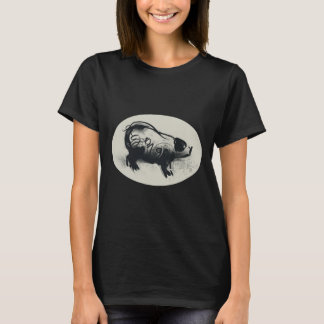 Dibujo original de cerdo con camiseta de mujer B 2