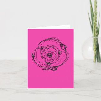 Dibujo rosa pequeño y tarjeta poética