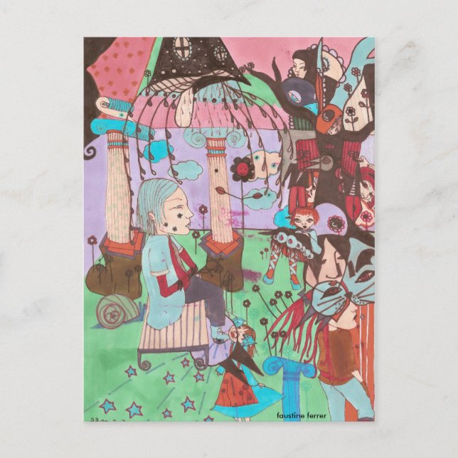 dibujo surrealista por faustina , postal (Anverso)