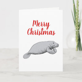 Dibujo Vintage de Manatí Navidad Xmas