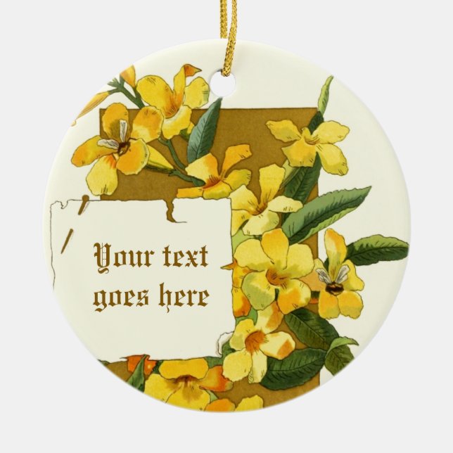 Dibujo vintage del adorno de jazmín amarillo (Frente)