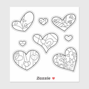 Dibujos de Corazones   Calcomanías para Colorear d