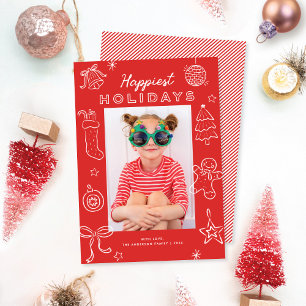 Dibujos Divertidos y Lindos Tarjeta de Navidad Roj