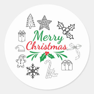 Dibujos Navideños Adorables Pegatinas Redondas