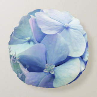 Dicha, almohada redonda del Hydrangea azul del